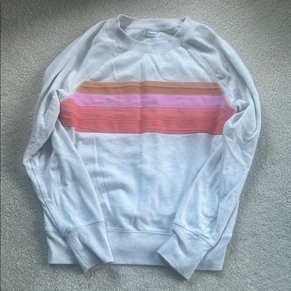 Maurices Gray and Pink Sweatshirt with Ribbed Cuffs